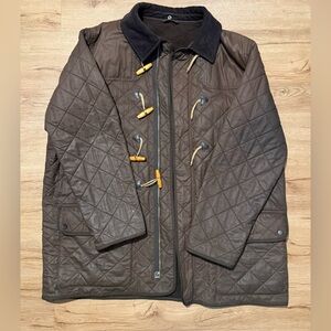 BARBOUR men’s Kirkham Wax Olive Duffle Coat Jacket Size xl